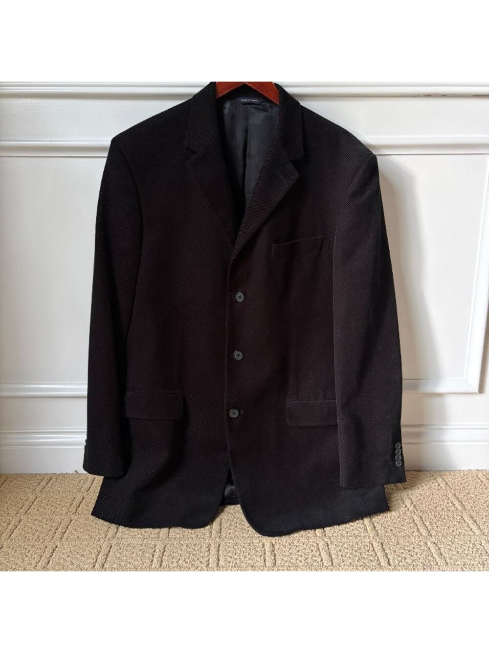 Banana Republic 42R Black Corduroy Blazer Sport Coat 100% Cotton 3 Button